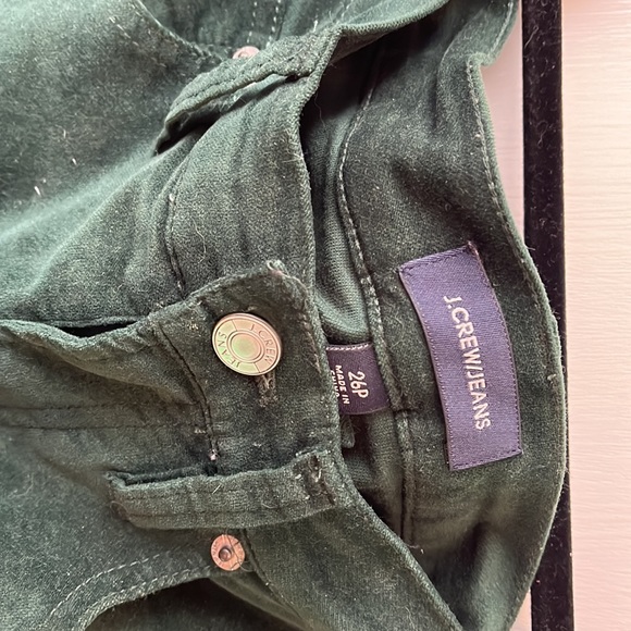 Dark green velvet JCrew pants, slim jeans-style fitting, 26 petite. - Picture 2 of 3